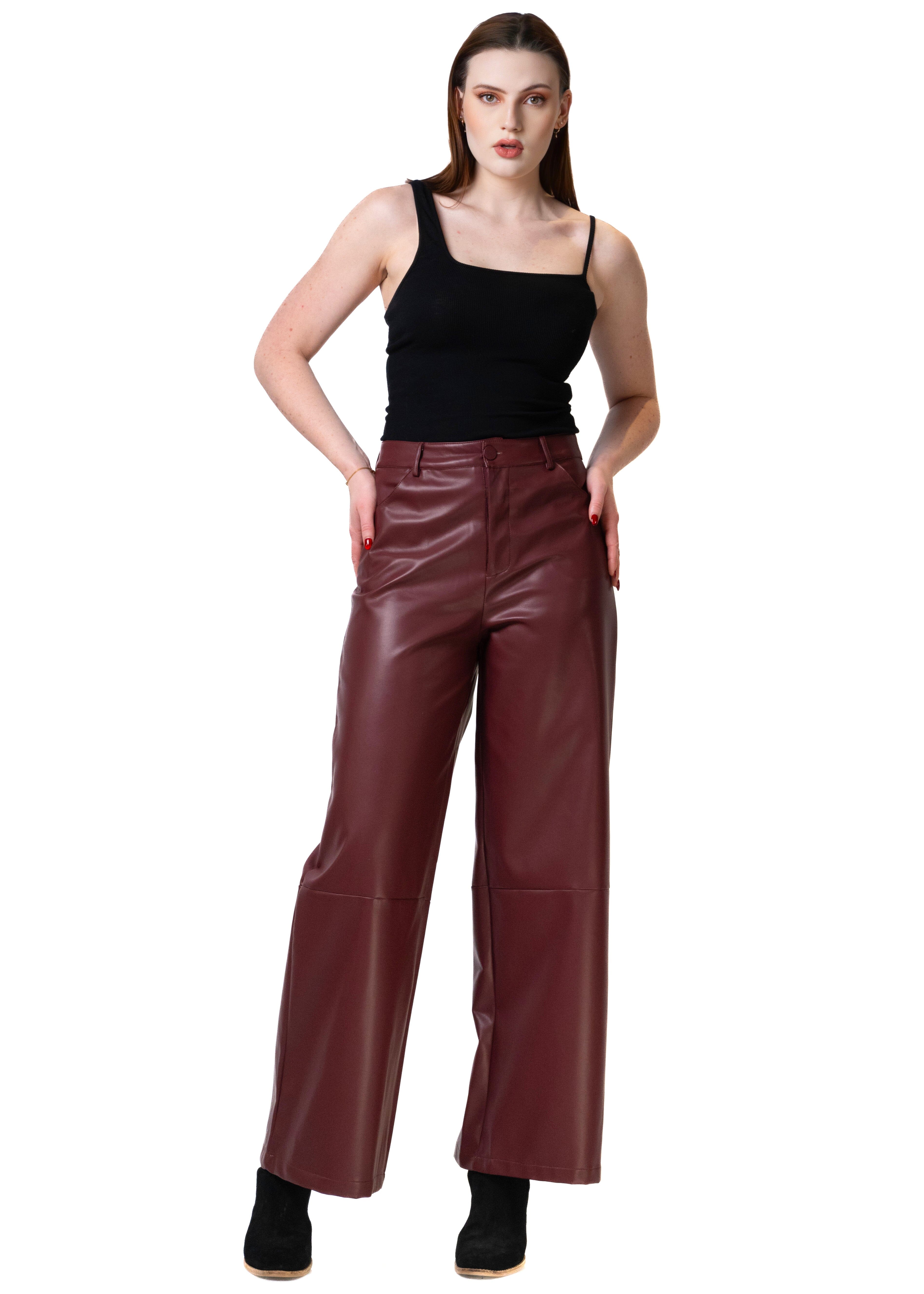 Vegan Leather Wide Leg Pant Pants Kate Hewko 