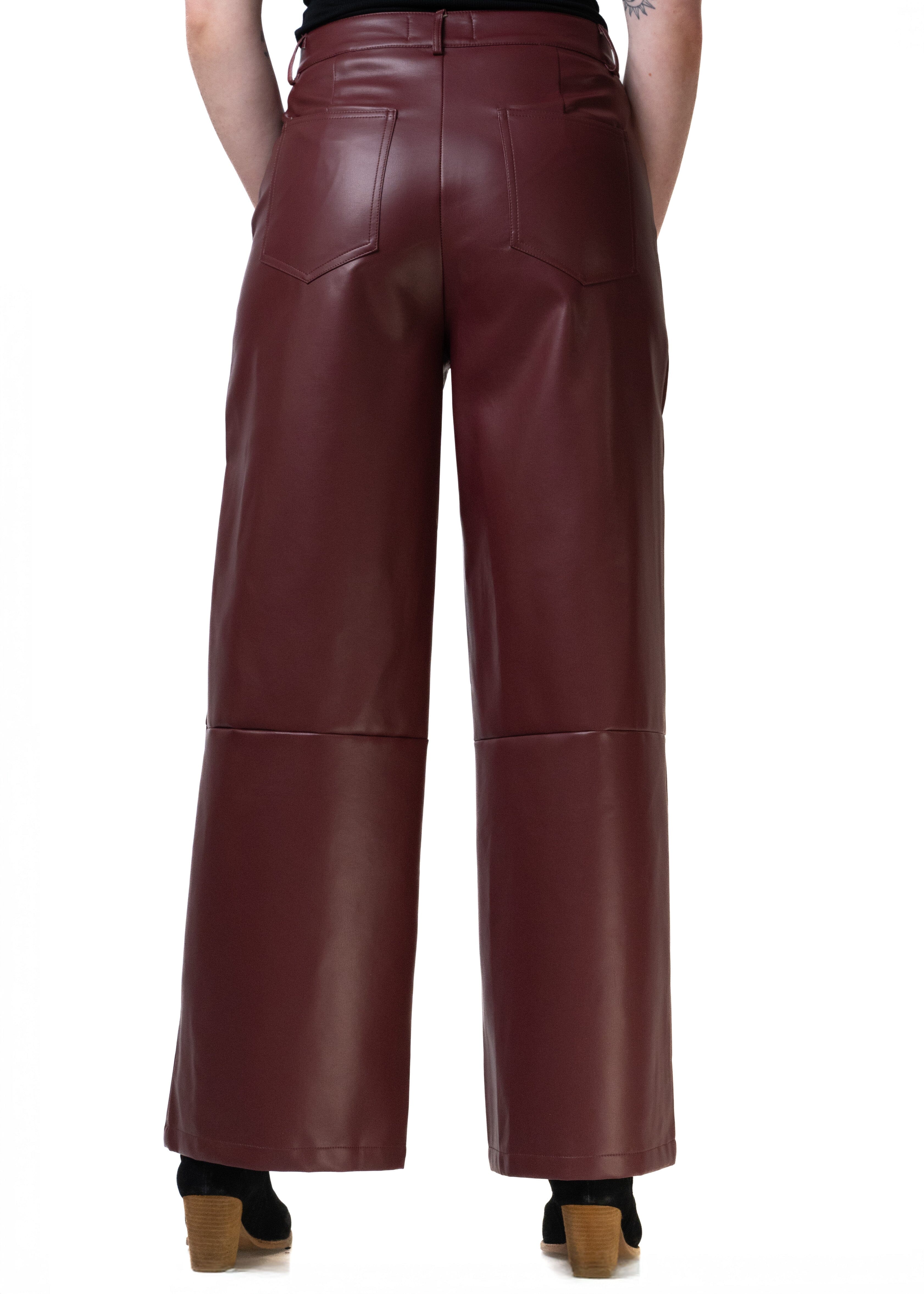 Vegan Leather Wide Leg Pant Pants Kate Hewko 