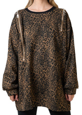 Zip Sleeve Leopard Sweat Shirt Kate Hewko 