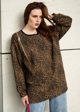 Zip Sleeve Leopard Sweat Shirt Kate Hewko 