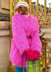 The Hot Pink Faux Fur Vintage Style Coat — Kat Makes
