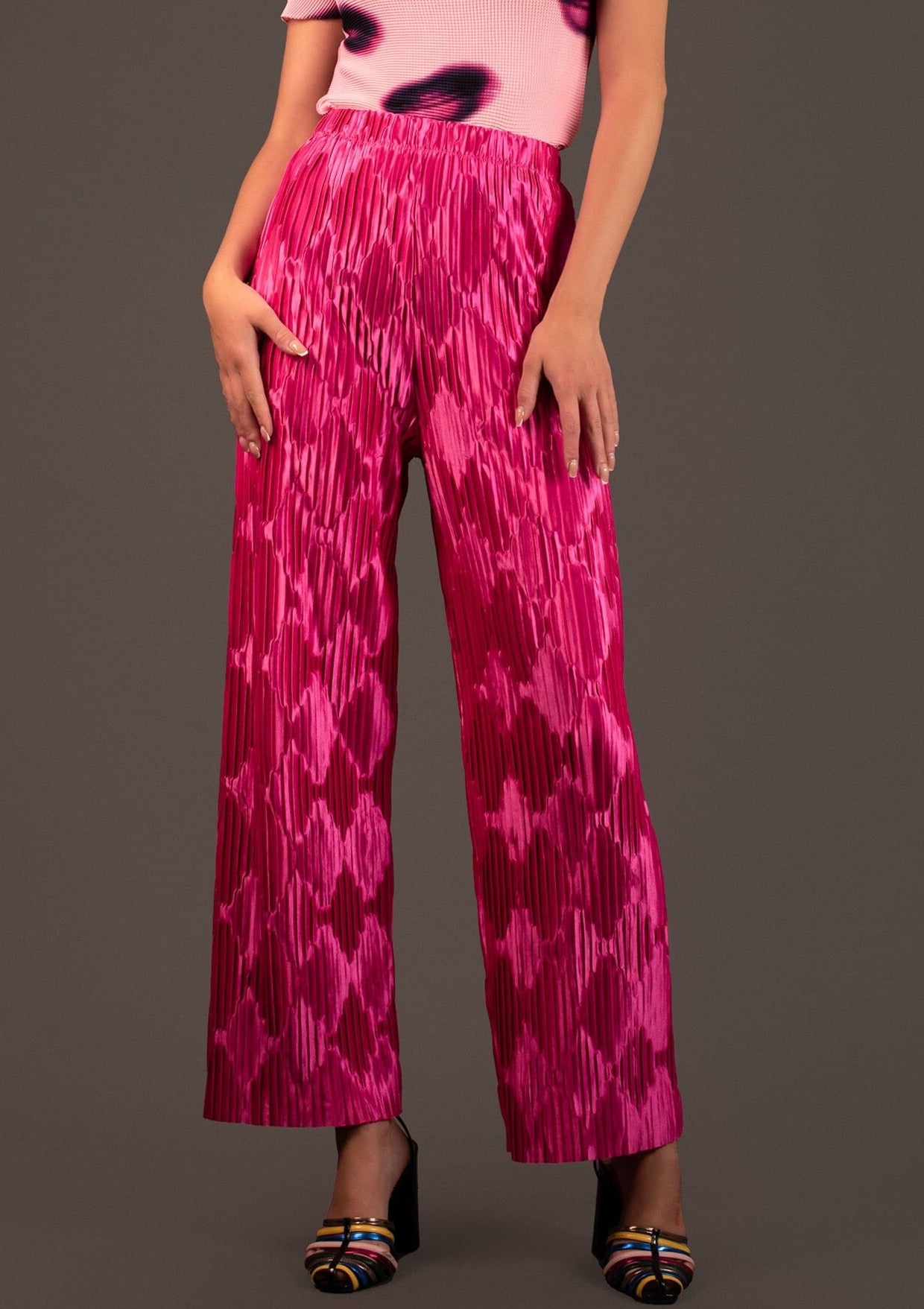 Kate Hewko Leopard Print Velvet Pant in Pink